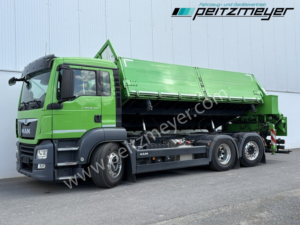 MAN TGS 26.460 FL 6x2 Kipper+Kran+Funk Lenkachse, 2-Seitenkipper, Atlas 172.3 - Billenőplatós teherautó: 1 kép. MAN TGS 26.460 FL 6x2 Kipper+Kran+Funk Lenkachse, 2-Seitenkipper, Atlas 172.3 - Billenőplatós teherautó: 1 kép.