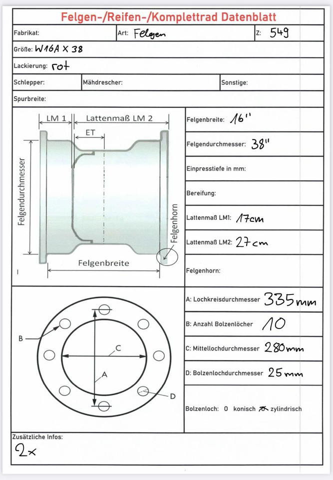 Felni Fendt 16X38 / 10 Loch Felge: 6 kép.
