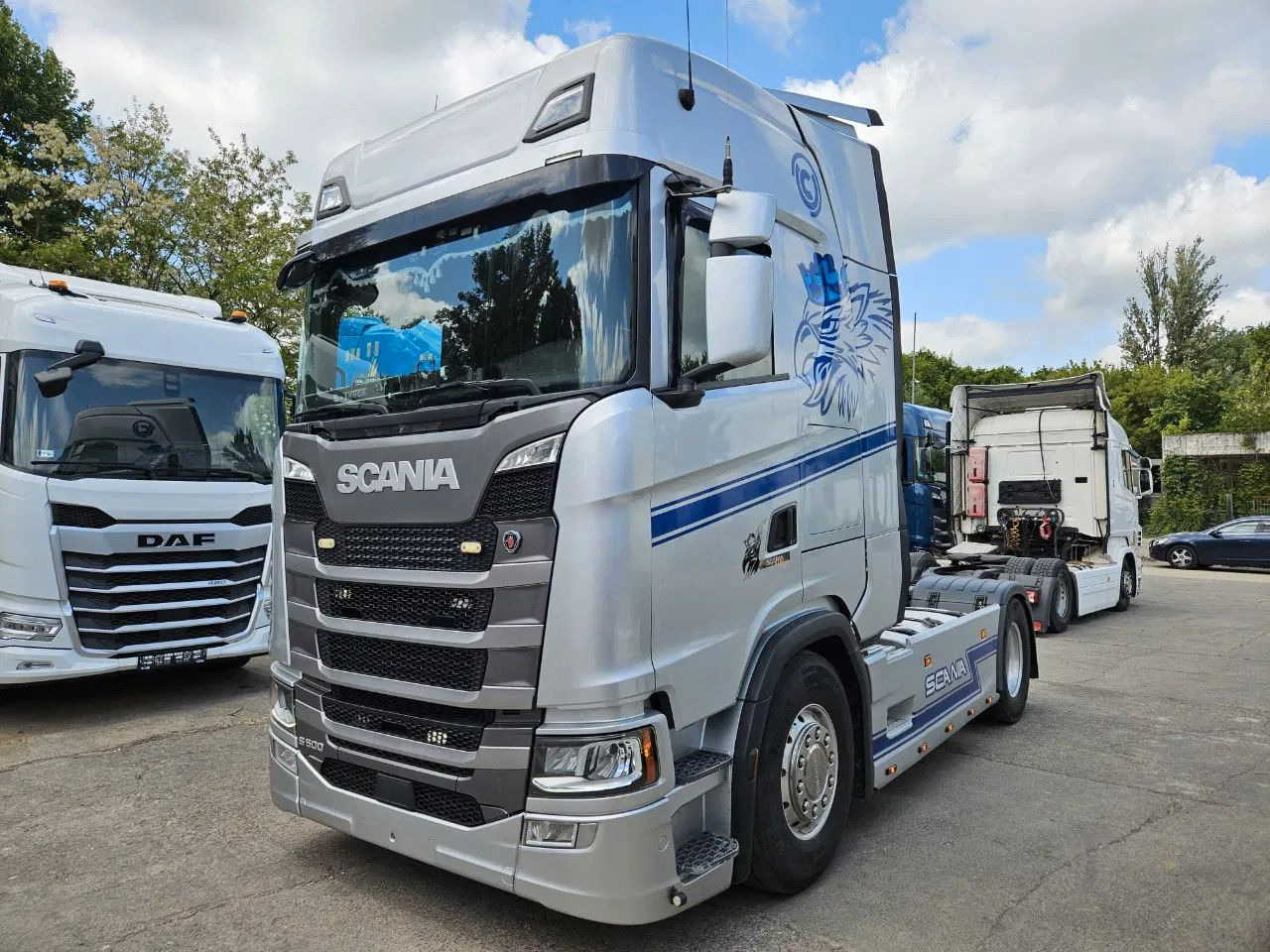 Scania S500 Full Spoiler, Alloy wheels, Standklima - Nyergesvontató: 1 kép. Scania S500 Full Spoiler, Alloy wheels, Standklima - Nyergesvontató: 1 kép.