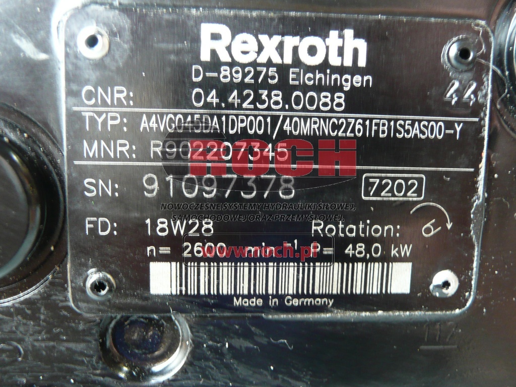 REXROTH A4VGO45DA1DP001/40MRNC2761FB1S5AS00-Y - Hidraulikus szivattyú: 2 kép. REXROTH A4VGO45DA1DP001/40MRNC2761FB1S5AS00-Y - Hidraulikus szivattyú: 2 kép.