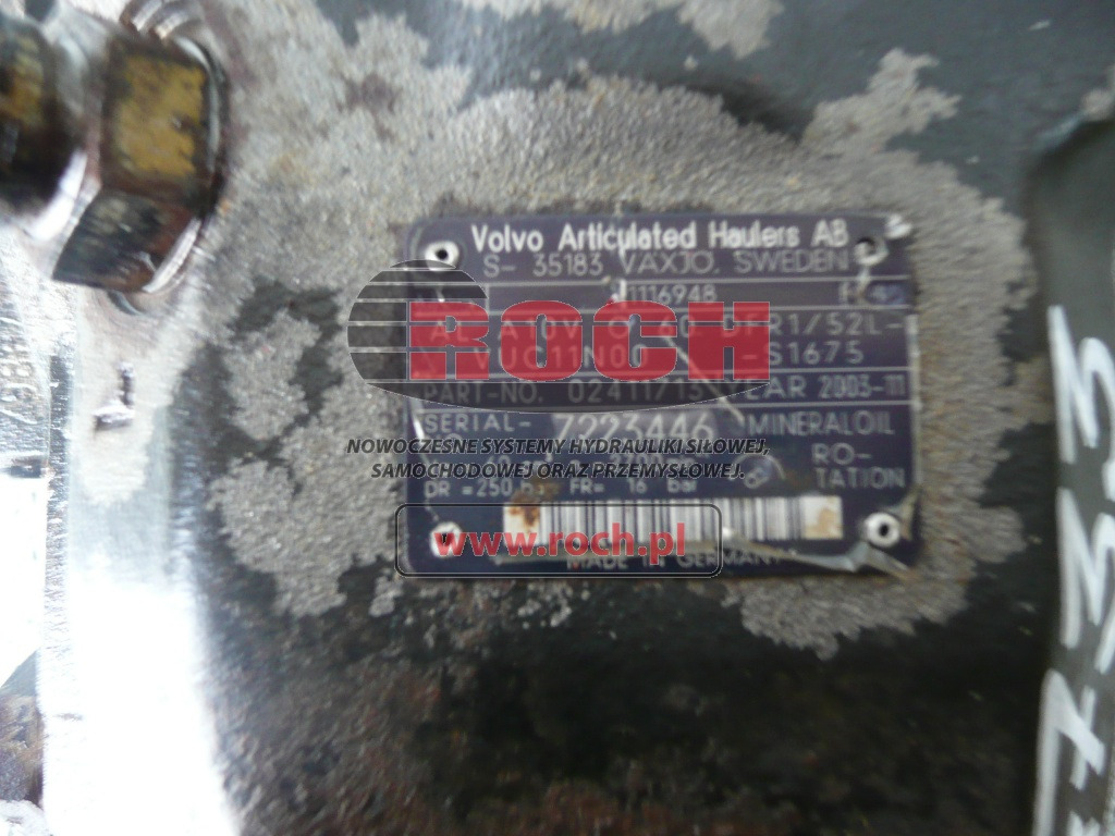 VOLVO AL A10VO60DFR1/52L-VUC11N00-S1675 02411713 11116948 - Hidraulikus szivattyú: 1 kép. VOLVO AL A10VO60DFR1/52L-VUC11N00-S1675 02411713 11116948 - Hidraulikus szivattyú: 1 kép.