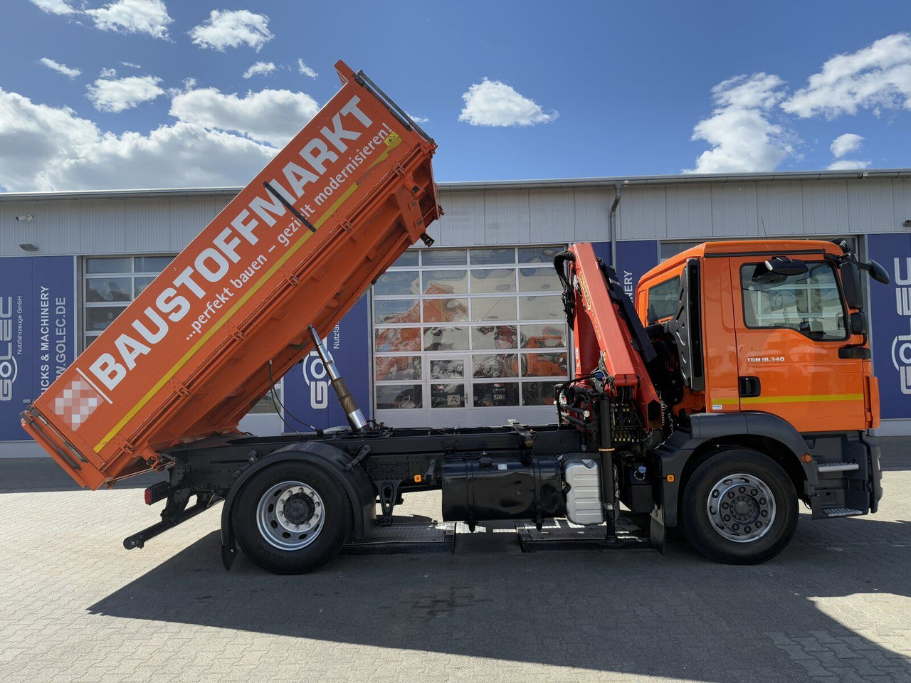 MAN TGM 18.340 4x2 Euro 6 Kipper Kran PK8501K - Billenőplatós teherautó, Darus autó: 4 kép. MAN TGM 18.340 4x2 Euro 6 Kipper Kran PK8501K - Billenőplatós teherautó, Darus autó: 4 kép.