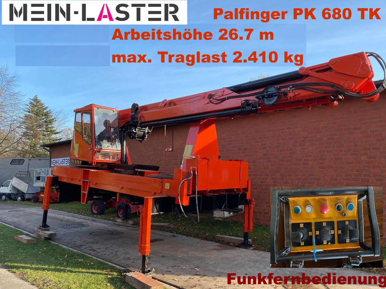 Mercedes-Benz Palfinger PK 680 TK 26,7 m-max.2.410 kg -Funk FB - Darus autó: 1 kép. Mercedes-Benz Palfinger PK 680 TK 26,7 m-max.2.410 kg -Funk FB - Darus autó: 1 kép.