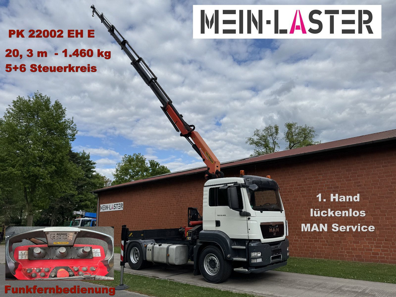 MAN TGS 18.400 PK 22002-E Kran 20 m- 5/6 Steuerk.-FB - Nyergesvontató: 1 kép. MAN TGS 18.400 PK 22002-E Kran 20 m- 5/6 Steuerk.-FB - Nyergesvontató: 1 kép.