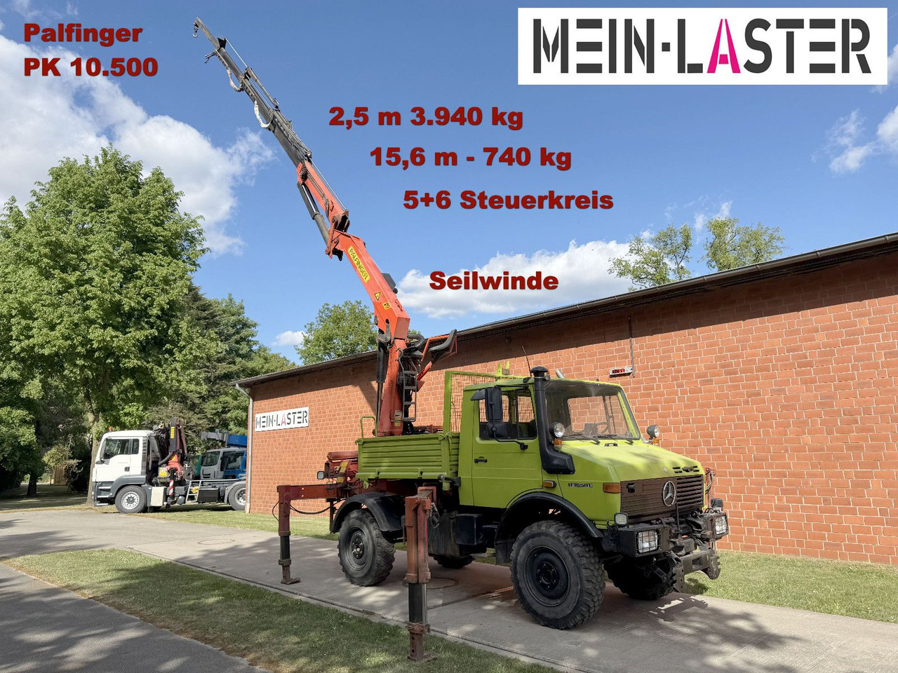 Unimog U 1650 PK 10500 Kran 15 m max. 3,9 t Seilwinde - Darus autó: 1 kép. Unimog U 1650 PK 10500 Kran 15 m max. 3,9 t Seilwinde - Darus autó: 1 kép.