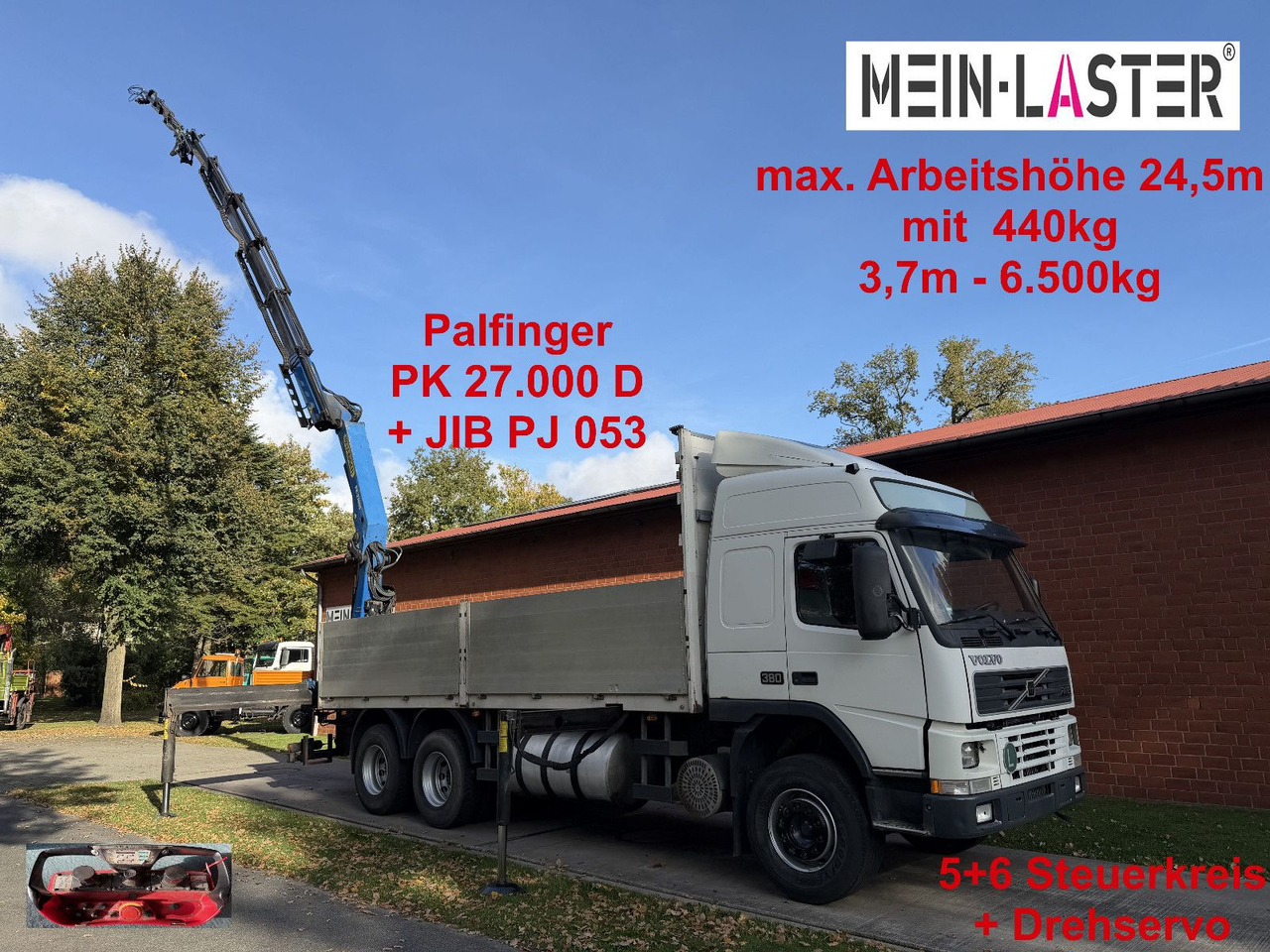 Volvo FM12 380 PK 27000D 24,5m 5+6 Deutscher LKW - Darus autó: 1 kép. Volvo FM12 380 PK 27000D 24,5m 5+6 Deutscher LKW - Darus autó: 1 kép.