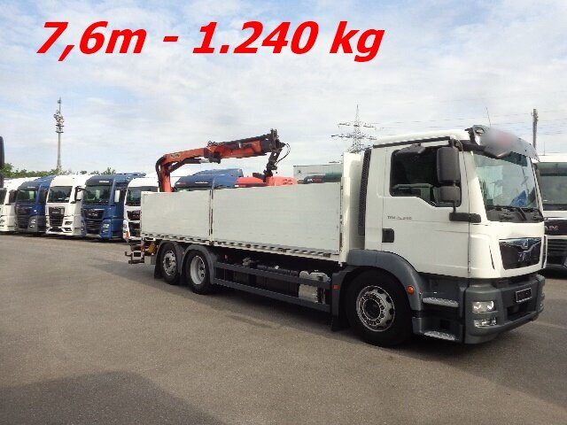 MAN TGM 26.340 6x2-4 LL TGM 26.340 6x2-4 LL,Lenk-Liftachse, Heckkran, Palfinger PK 11.001, faltbar, - Darus autó, Platós teherautó: 1 kép. MAN TGM 26.340 6x2-4 LL TGM 26.340 6x2-4 LL,Lenk-Liftachse, Heckkran, Palfinger PK 11.001, faltbar, - Darus autó, Platós teherautó: 1 kép.