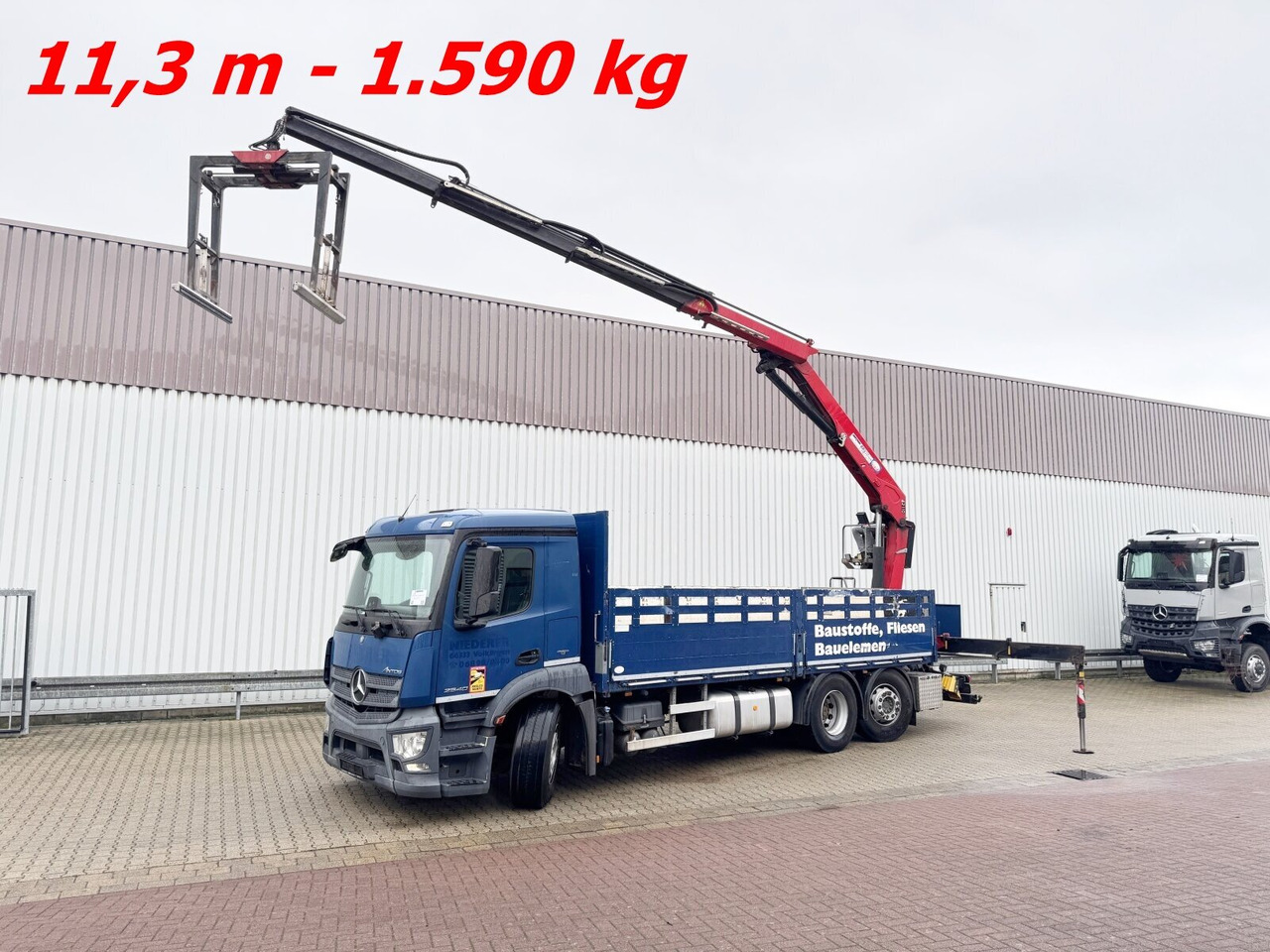 Mercedes-Benz Antos 2540 L 6x2 Antos 2540 L 6x2, Lenkachse, HMF 2110-L3 Heckkran - Darus autó, Platós teherautó: 1 kép. Mercedes-Benz Antos 2540 L 6x2 Antos 2540 L 6x2, Lenkachse, HMF 2110-L3 Heckkran - Darus autó, Platós teherautó: 1 kép.