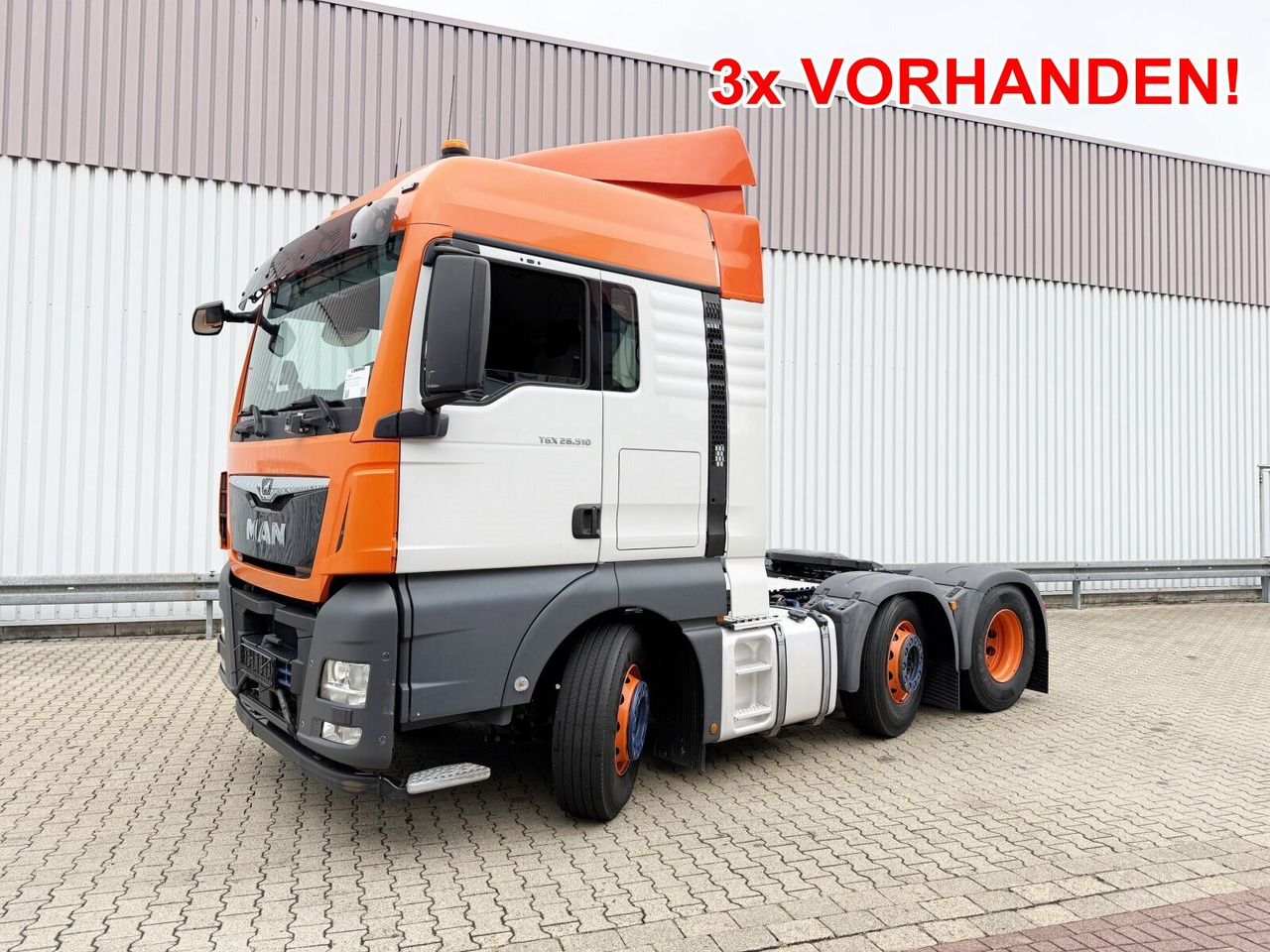MAN TGX 26.510 6X2/4 BLS TGX 26.510 6X2/4 BLS, Intarder, Vorlauflenk-/lift, Standklima, XXL-Fahrerhaus, 70t - Nyergesvontató: 1 kép. MAN TGX 26.510 6X2/4 BLS TGX 26.510 6X2/4 BLS, Intarder, Vorlauflenk-/lift, Standklima, XXL-Fahrerhaus, 70t - Nyergesvontató: 1 kép.