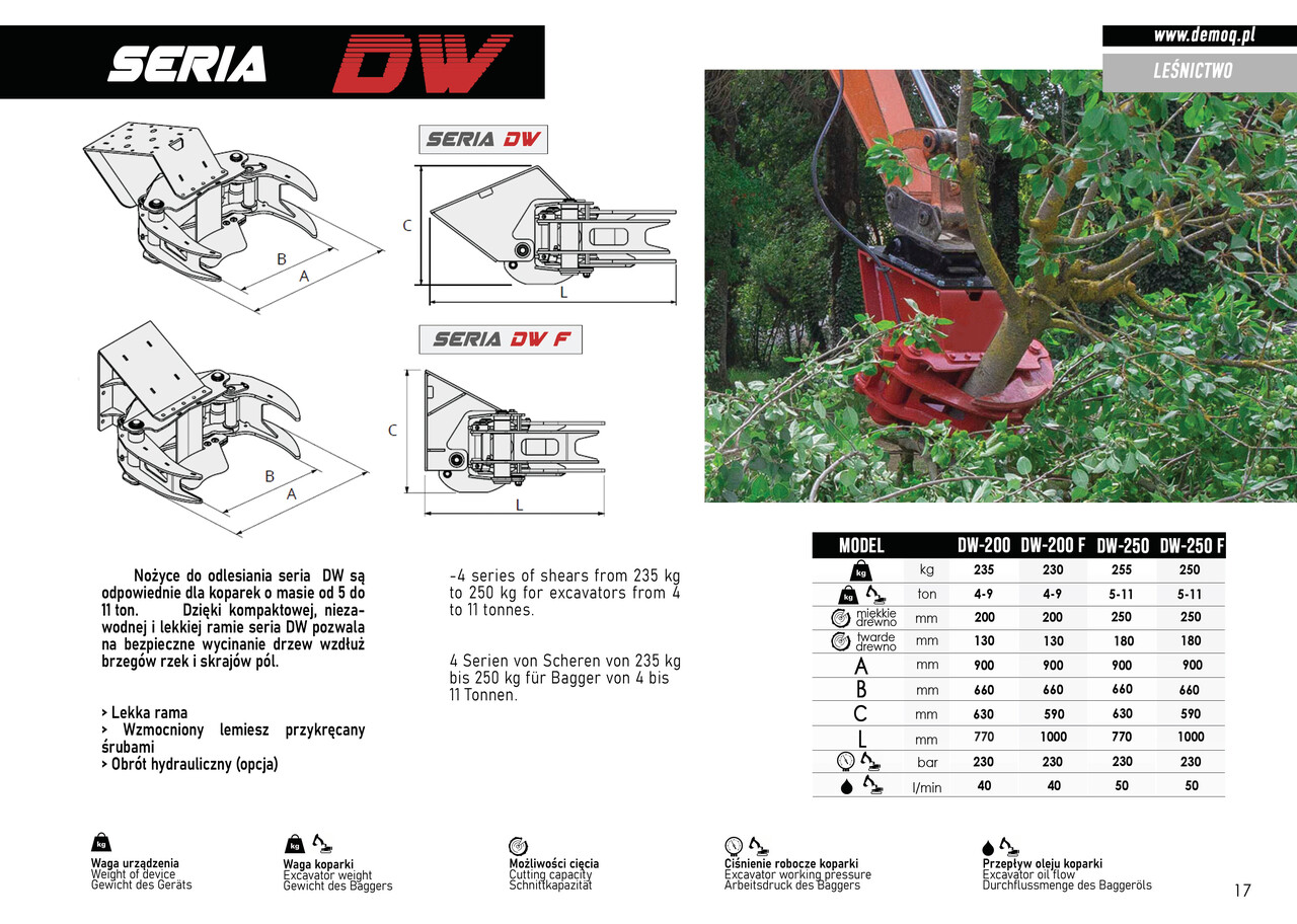 DEMOQ DW200 F De-forestation shear 230 kg - Polip kanál - Építőipari gépek: 3 kép. DEMOQ DW200 F De-forestation shear 230 kg - Polip kanál - Építőipari gépek: 3 kép.