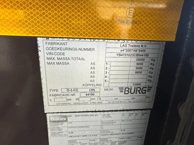 Félpótkocsi cserefelépítményes Burg 20FT + 20FT SWAP ADR (EX/II, EX/III, FL, AT) Chassis, empty weight: 3.690kg, SAF INTRADISC, 2x Liftaxle, NL-chassis: 20 kép. Félpótkocsi cserefelépítményes Burg 20FT + 20FT SWAP ADR (EX/II, EX/III, FL, AT) Chassis, empty weight: 3.690kg, SAF INTRADISC, 2x Liftaxle, NL-chassis: 20 kép.