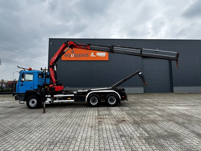 MAN FE 410A, 6x4, EURO 2, Palfinger PK17000 Crane + VDL HOOK, full spring, manual gearbox, MOT 9/2025 - Horgos rakodó teherautó, Darus autó: 3 kép. MAN FE 410A, 6x4, EURO 2, Palfinger PK17000 Crane + VDL HOOK, full spring, manual gearbox, MOT 9/2025 - Horgos rakodó teherautó, Darus autó: 3 kép.