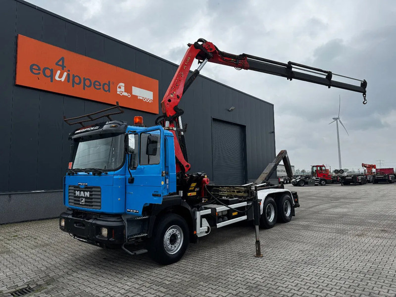 MAN FE 410A, 6x4, EURO 2, Palfinger PK17000 Crane + VDL HOOK, full spring, manual gearbox, MOT 9/2025 - Horgos rakodó teherautó, Darus autó: 1 kép. MAN FE 410A, 6x4, EURO 2, Palfinger PK17000 Crane + VDL HOOK, full spring, manual gearbox, MOT 9/2025 - Horgos rakodó teherautó, Darus autó: 1 kép.