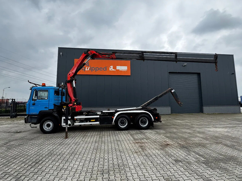 MAN FE 410A, 6x4, EURO 2, Palfinger PK17000 Crane + VDL HOOK, full spring, manual gearbox, MOT 9/2025 - Horgos rakodó teherautó, Darus autó: 2 kép. MAN FE 410A, 6x4, EURO 2, Palfinger PK17000 Crane + VDL HOOK, full spring, manual gearbox, MOT 9/2025 - Horgos rakodó teherautó, Darus autó: 2 kép.