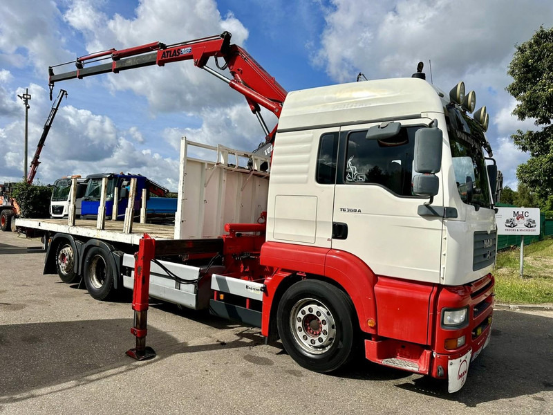 MAN TG 360 A 6x2 + CRANE ATLAS 100.1 A3 - PLATFORM 5m80 - E3 - LIFT-AXLE - FULL AIR SUSPENSION - ZF AS TRONIC - BE TRUCK - Darus autó: 1 kép. MAN TG 360 A 6x2 + CRANE ATLAS 100.1 A3 - PLATFORM 5m80 - E3 - LIFT-AXLE - FULL AIR SUSPENSION - ZF AS TRONIC - BE TRUCK - Darus autó: 1 kép.
