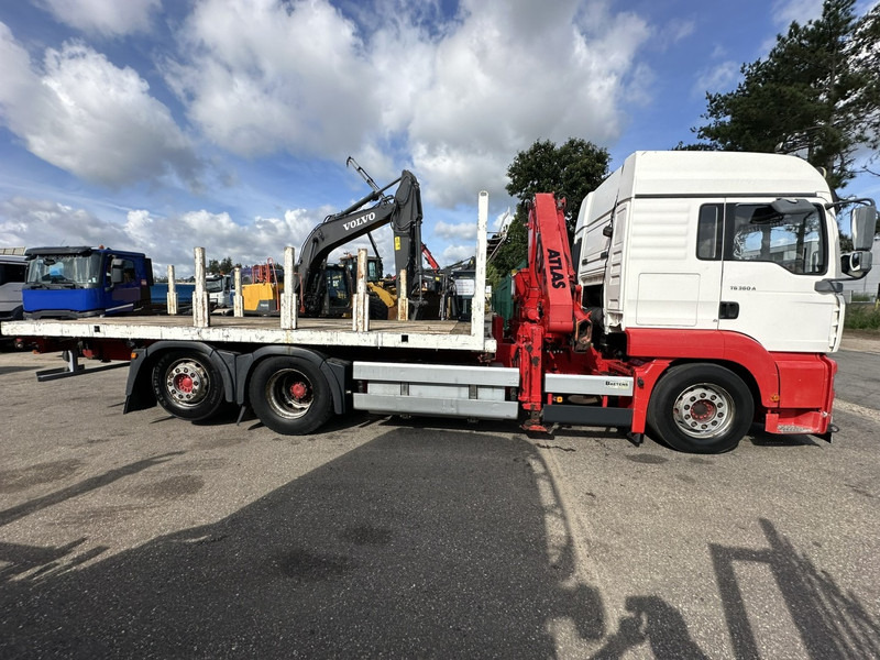 MAN TG 360 A 6x2 + KRAN ATLAS 100.1 A3 - PLATFORM 5m80 - E3 - LIFT-AXLE - FULL AIR SUSPENSION - ZF AS TRONIC - BE TRUCK - Platós teherautó, Darus autó: 4 kép. MAN TG 360 A 6x2 + KRAN ATLAS 100.1 A3 - PLATFORM 5m80 - E3 - LIFT-AXLE - FULL AIR SUSPENSION - ZF AS TRONIC - BE TRUCK - Platós teherautó, Darus autó: 4 kép.