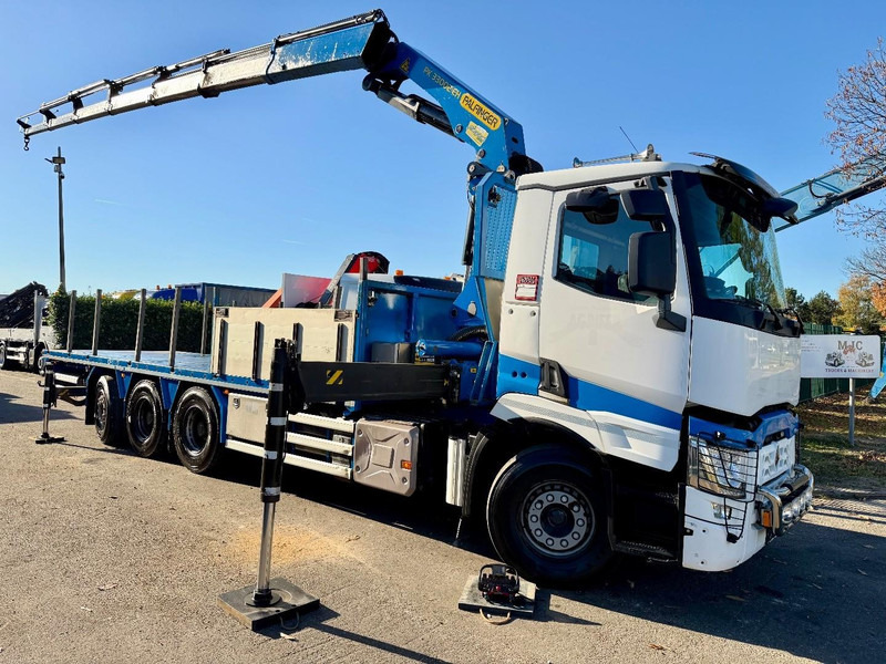 Renault C480 8x4 Pritsche + Kran (20m!) PALFINGER PK33002-EH E (6x) - PLATFORM 8m25 - LIFT/STEERING - GOOD TIRES - BE TRUCK - Platós teherautó, Darus autó: 2 kép. Renault C480 8x4 Pritsche + Kran (20m!) PALFINGER PK33002-EH E (6x) - PLATFORM 8m25 - LIFT/STEERING - GOOD TIRES - BE TRUCK - Platós teherautó, Darus autó: 2 kép.