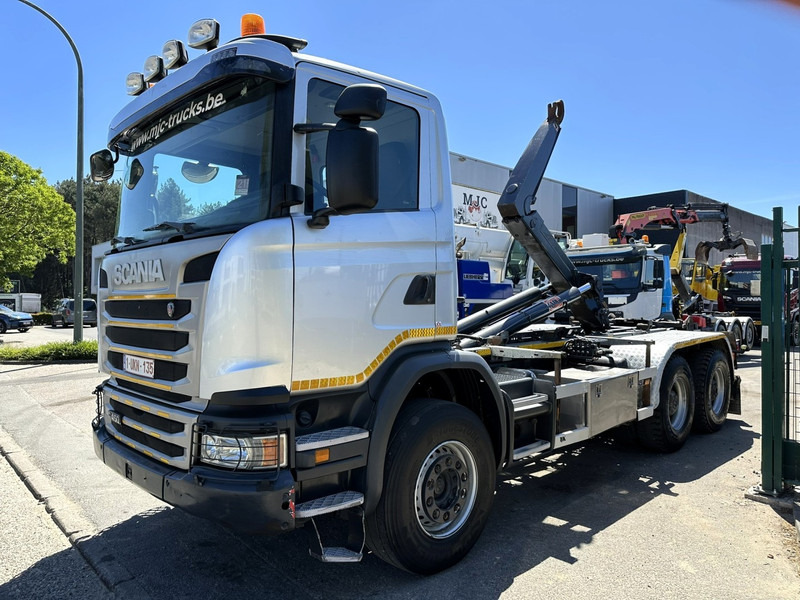 Scania G450 6x4 HOOKLIFT AJK 20T - 5760mm - 3m90 WB - HUB REDUCTION / STEEL SUSP. - EURO 6 - BE TRUCK - Horgos rakodó teherautó: 3 kép. Scania G450 6x4 HOOKLIFT AJK 20T - 5760mm - 3m90 WB - HUB REDUCTION / STEEL SUSP. - EURO 6 - BE TRUCK - Horgos rakodó teherautó: 3 kép.