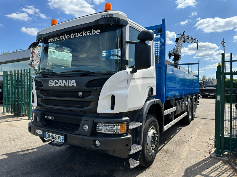 Scania P410 6x4 + CRANE HIAB 166 ES-4 - RETARDER - ROTATOR - PLATFORM 6m80 - BIG AXLES HUB REDUCTION - STEEL SPRING - Darus autó: 4 kép. Scania P410 6x4 + CRANE HIAB 166 ES-4 - RETARDER - ROTATOR - PLATFORM 6m80 - BIG AXLES HUB REDUCTION - STEEL SPRING - Darus autó: 4 kép.