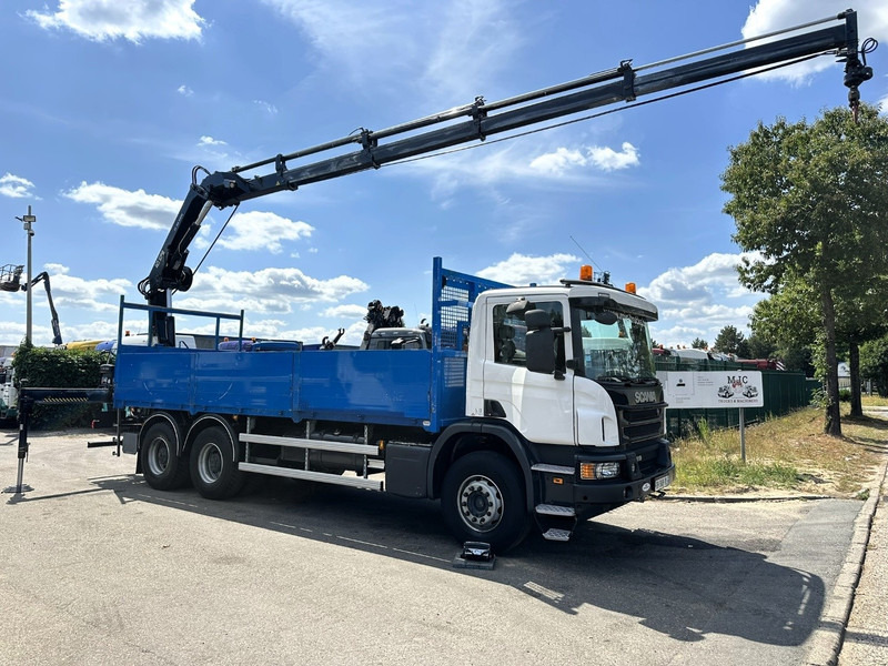 Scania P410 6x4 + CRANE HIAB 166 ES-4 - RETARDER - ROTATOR - PLATFORM 6m80 - BIG AXLES HUB REDUCTION - STEEL SPRING - Darus autó: 1 kép. Scania P410 6x4 + CRANE HIAB 166 ES-4 - RETARDER - ROTATOR - PLATFORM 6m80 - BIG AXLES HUB REDUCTION - STEEL SPRING - Darus autó: 1 kép.