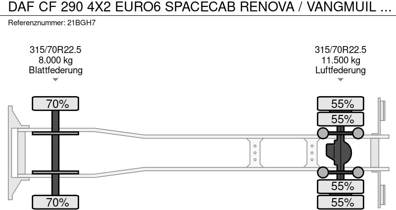Cserefelépítményes teherautó DAF CF 290 4X2 EURO6 SPACECAB RENOVA / VANGMUIL / LAADKLEP / TOP STAAT: 18 kép.