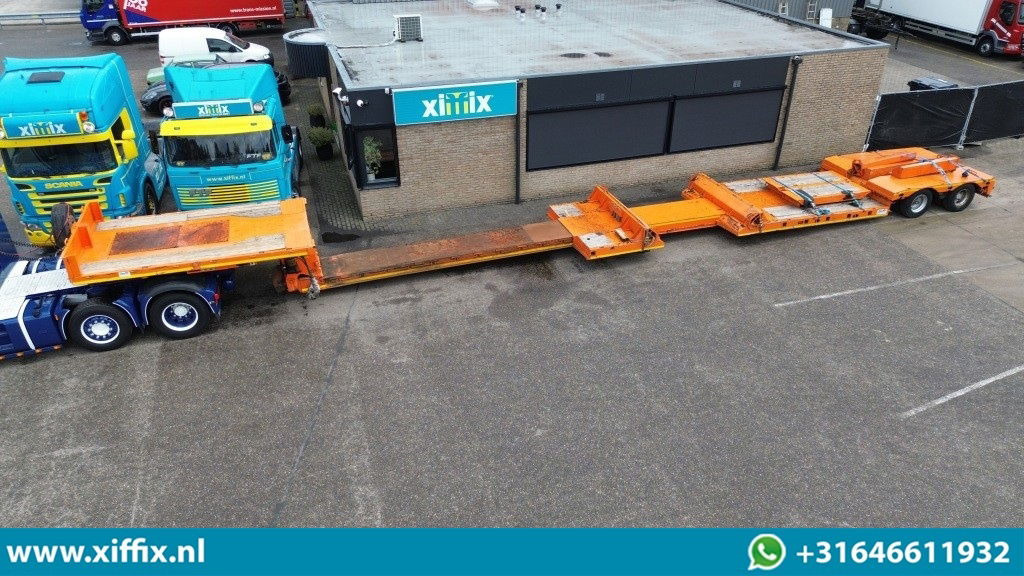 Faymonville 2-ass. Uitschuifbare dieplader met afneembare zwanenhals / 2x gestuurd - Félpótkocsi mélybölcsős: 1 kép. Faymonville 2-ass. Uitschuifbare dieplader met afneembare zwanenhals / 2x gestuurd - Félpótkocsi mélybölcsős: 1 kép.