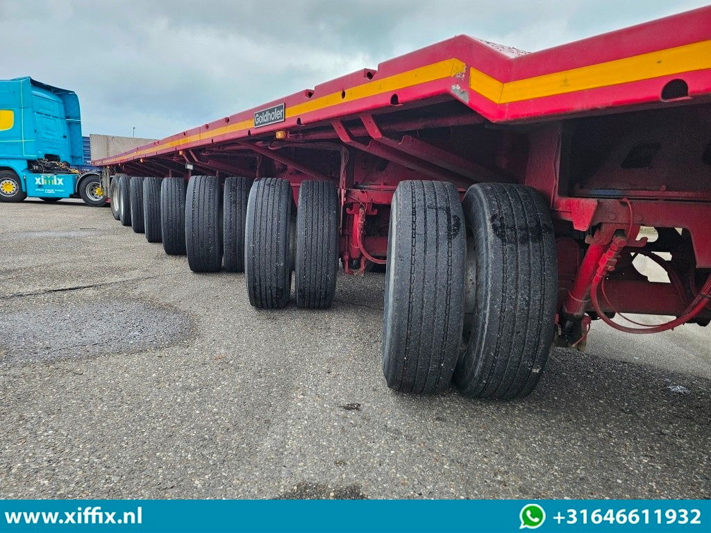 Goldhofer 8-ass. Vlakke oplegger / 7x gestuurd - Platós félpótkocsi: 5 kép. Goldhofer 8-ass. Vlakke oplegger / 7x gestuurd - Platós félpótkocsi: 5 kép.