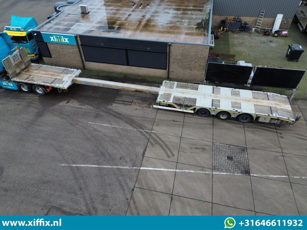 Kässbohrer 3-ass. Vlakke uitschuifbare Mega oplegger / Naloop gestuurd - Platós félpótkocsi: 2 kép. Kässbohrer 3-ass. Vlakke uitschuifbare Mega oplegger / Naloop gestuurd - Platós félpótkocsi: 2 kép.