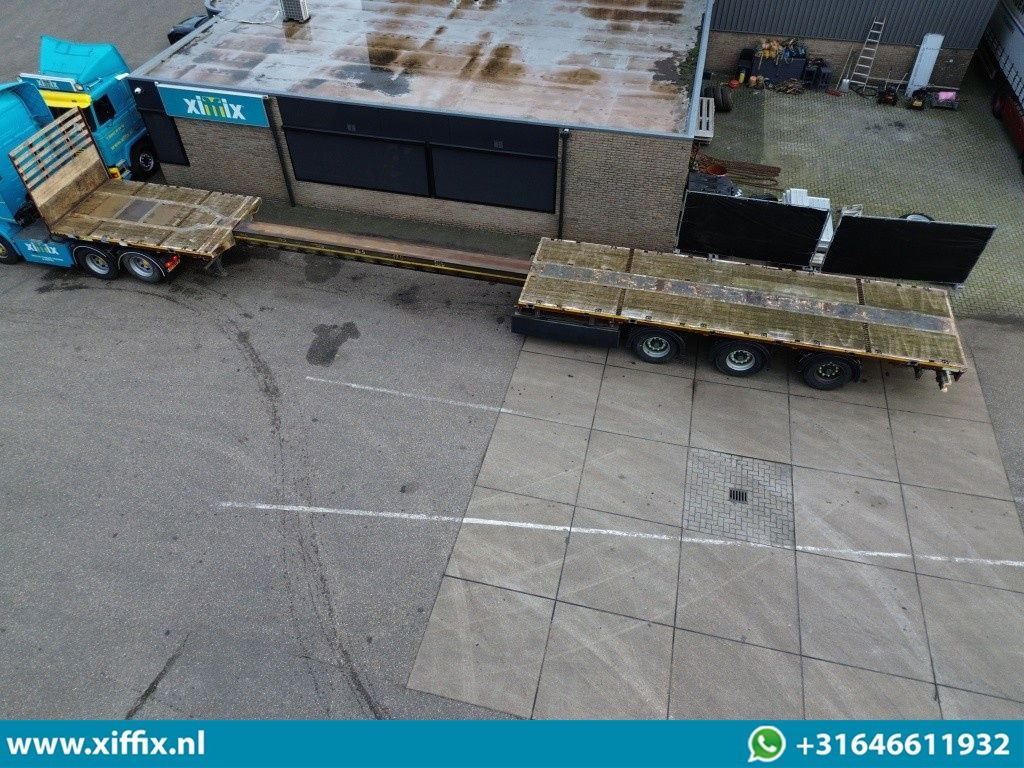 Meusburger 3-ass. Vlakke uitschuifbare oplegger / 3x gestuurd - Platós félpótkocsi: 2 kép. Meusburger 3-ass. Vlakke uitschuifbare oplegger / 3x gestuurd - Platós félpótkocsi: 2 kép.