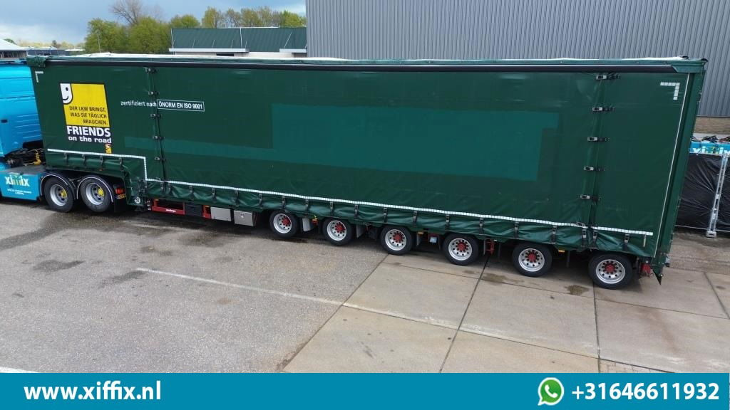 Meusburger 6-ass. Semi dieplader met elektische huifopbouw / 3x naloop gestuurd - Félpótkocsi mélybölcsős: 2 kép. Meusburger 6-ass. Semi dieplader met elektische huifopbouw / 3x naloop gestuurd - Félpótkocsi mélybölcsős: 2 kép.