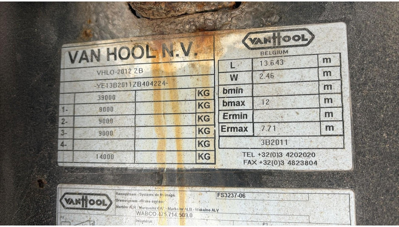 Platós félpótkocsi Van Hool 3B2011 (HOLLAND TRAILER / DRUM BRAKES / FREINS TAMBOURS): 15 kép.