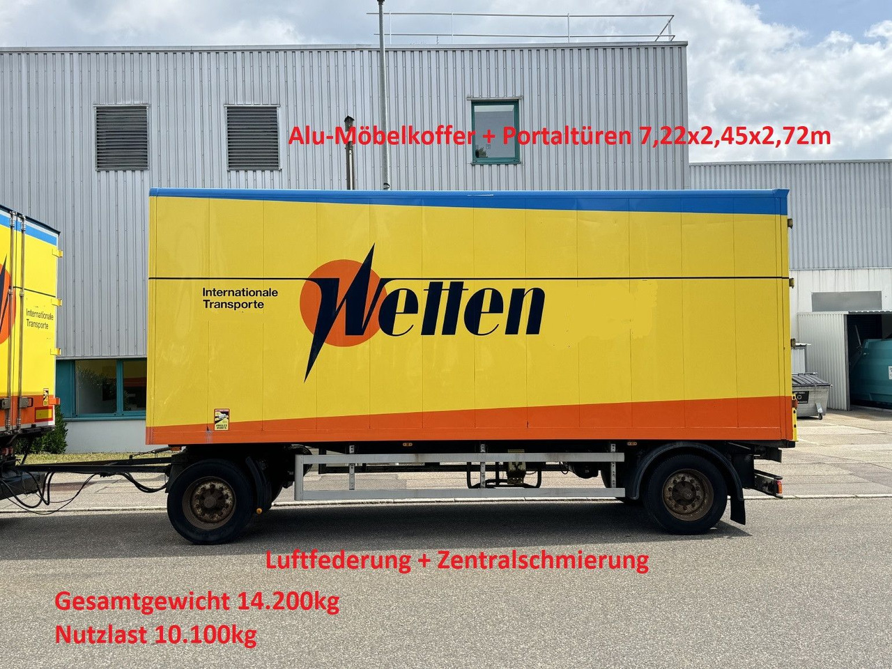 Bachert 14t Alu-Möbelkoffer 7,2m BPW Luft ZS - Pótkocsi dobozos: 1 kép. Bachert 14t Alu-Möbelkoffer 7,2m BPW Luft ZS - Pótkocsi dobozos: 1 kép.