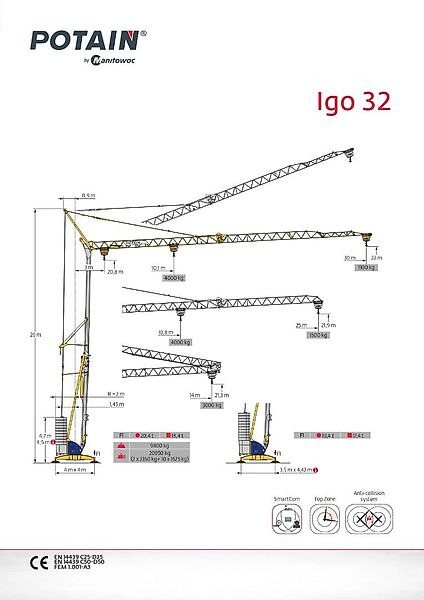 Potain IGO 32 - Önszerelő toronydaru: 1 kép. Potain IGO 32 - Önszerelő toronydaru: 1 kép.