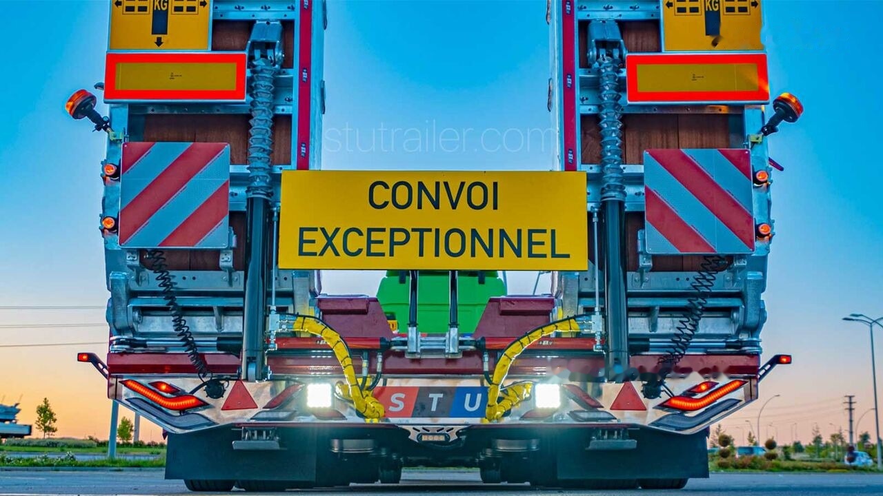 Új Félpótkocsi mélybölcsős STU 4 Axle Extendable Lowbed Trailer: 12 kép.