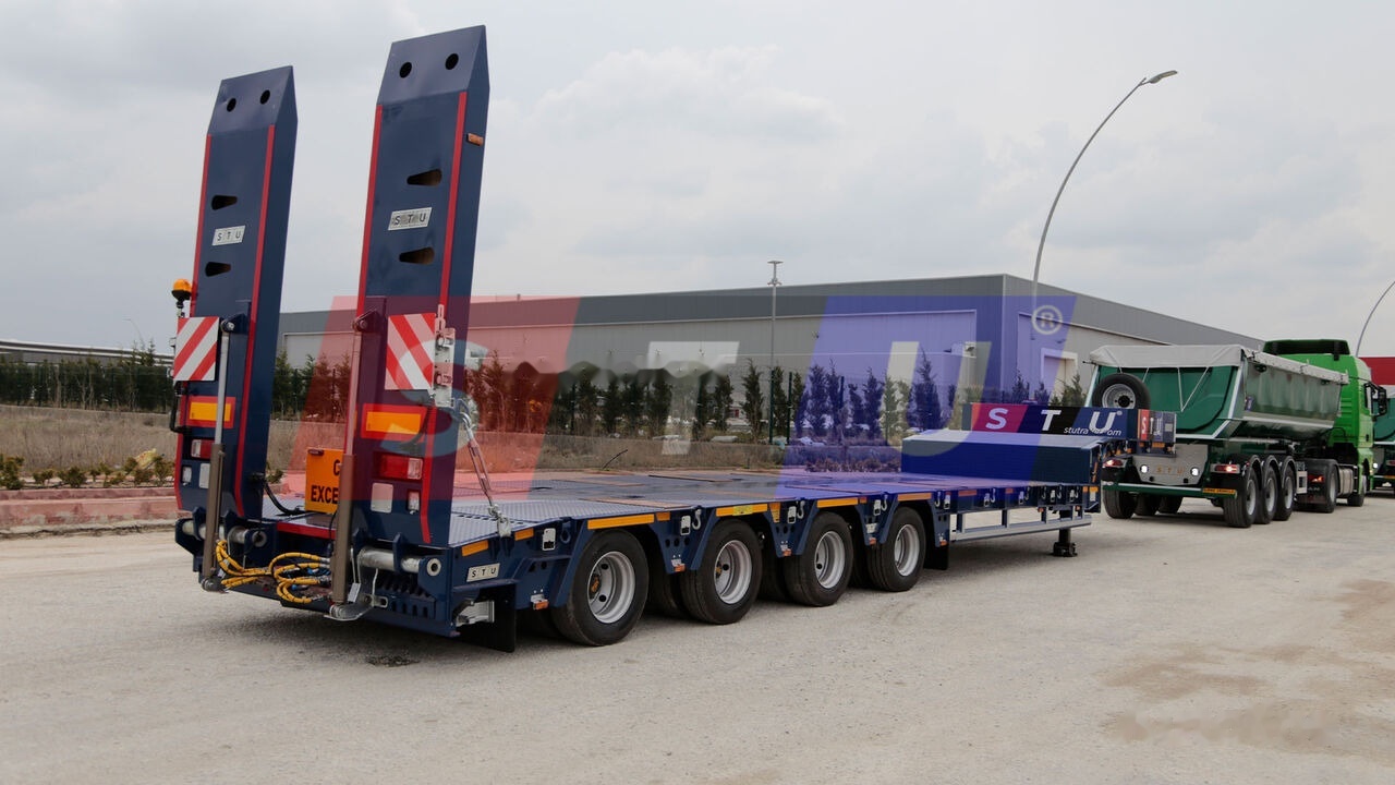 Új Félpótkocsi mélybölcsős STU 4 Axle Extendable Lowbed Trailer: 22 kép.