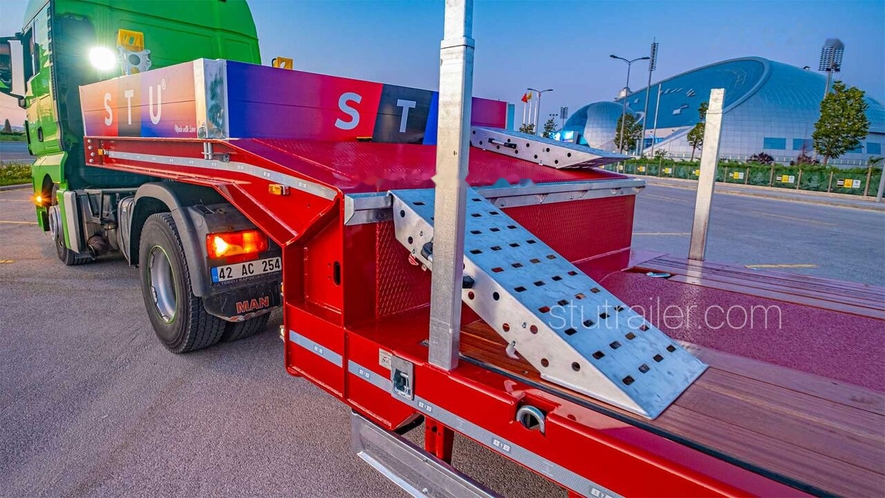 Új Félpótkocsi mélybölcsős STU 4 Axle Extendable Lowbed Trailer: 17 kép.