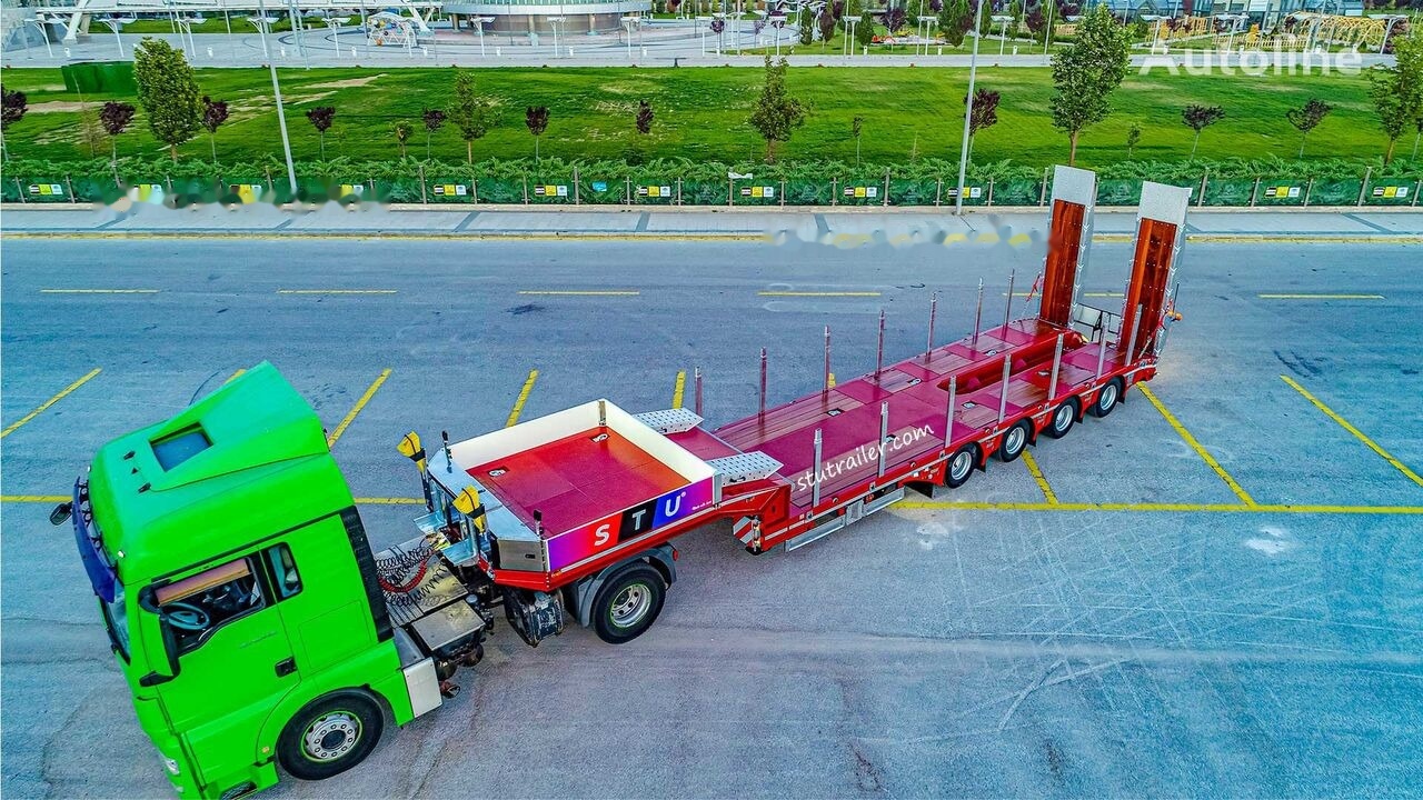 Új Félpótkocsi mélybölcsős STU 4 Axle Extendable Lowbed Trailer: 19 kép.