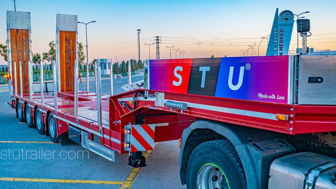 Új Félpótkocsi mélybölcsős STU 4 Axle Extendable Lowbed Trailer: 16 kép.