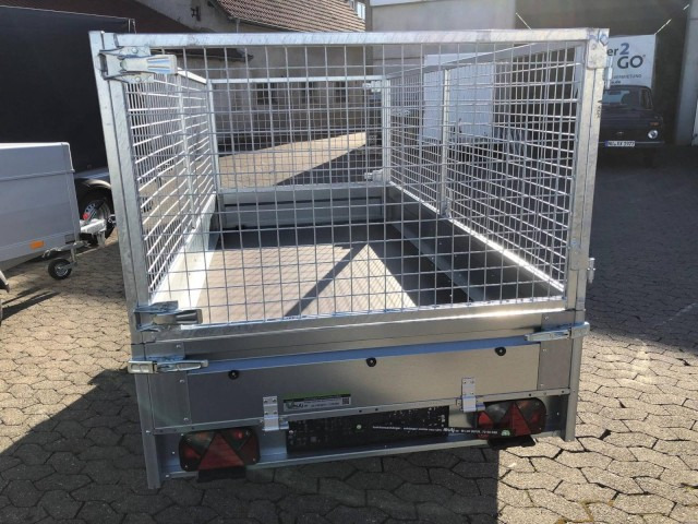 Új Autó utánfutó Brenderup Tieflader 2270SUB750 Stahl, 0,75 to. 2700x1300x270mm mit Laubgitter 80 cm: 6 kép.