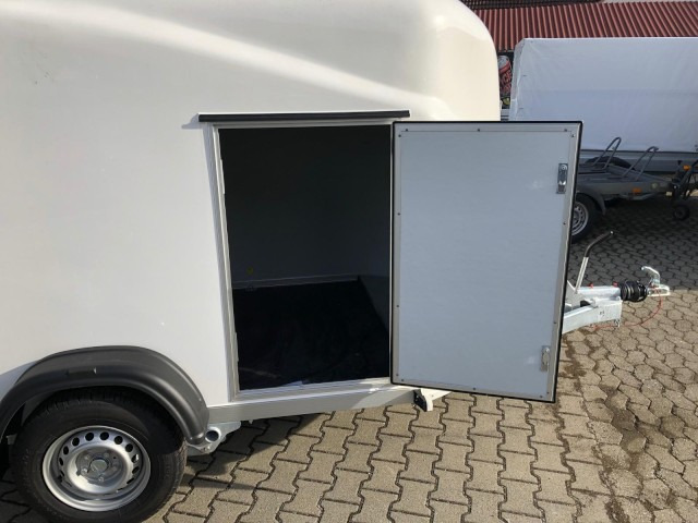 Cheval Liberte Debon Cargo 2 Poly + Türe weiß 1300 kg, 100 km/h, 300x155x168cm - Pótkocsi dobozos: 4 kép. Cheval Liberte Debon Cargo 2 Poly + Türe weiß 1300 kg, 100 km/h, 300x155x168cm - Pótkocsi dobozos: 4 kép.