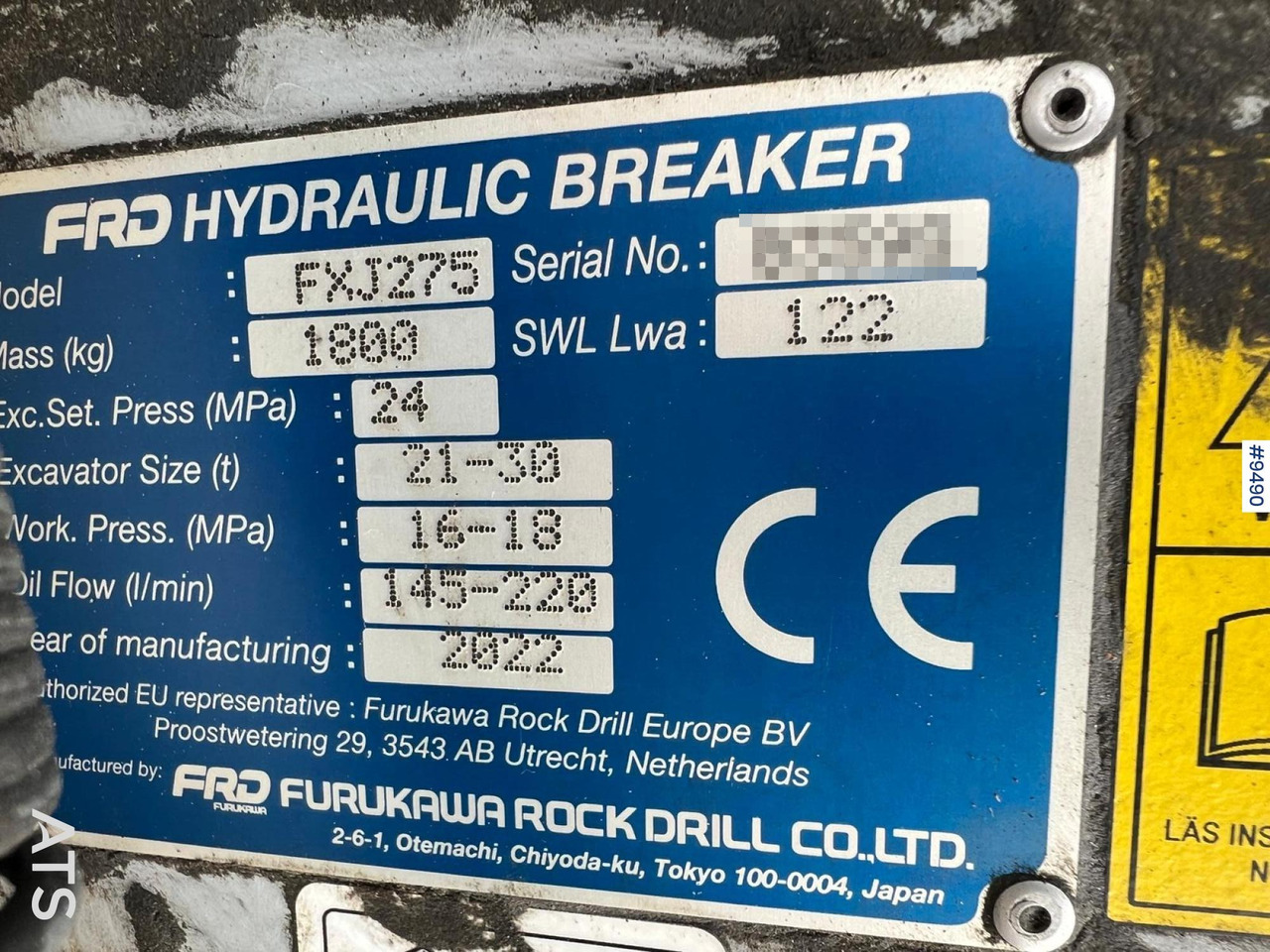 Hydraulic hammer FXJ275 Furukawa Rock drill - Hidraulikus törőfej - Építőipari gépek: 3 kép. Hydraulic hammer FXJ275 Furukawa Rock drill - Hidraulikus törőfej - Építőipari gépek: 3 kép.