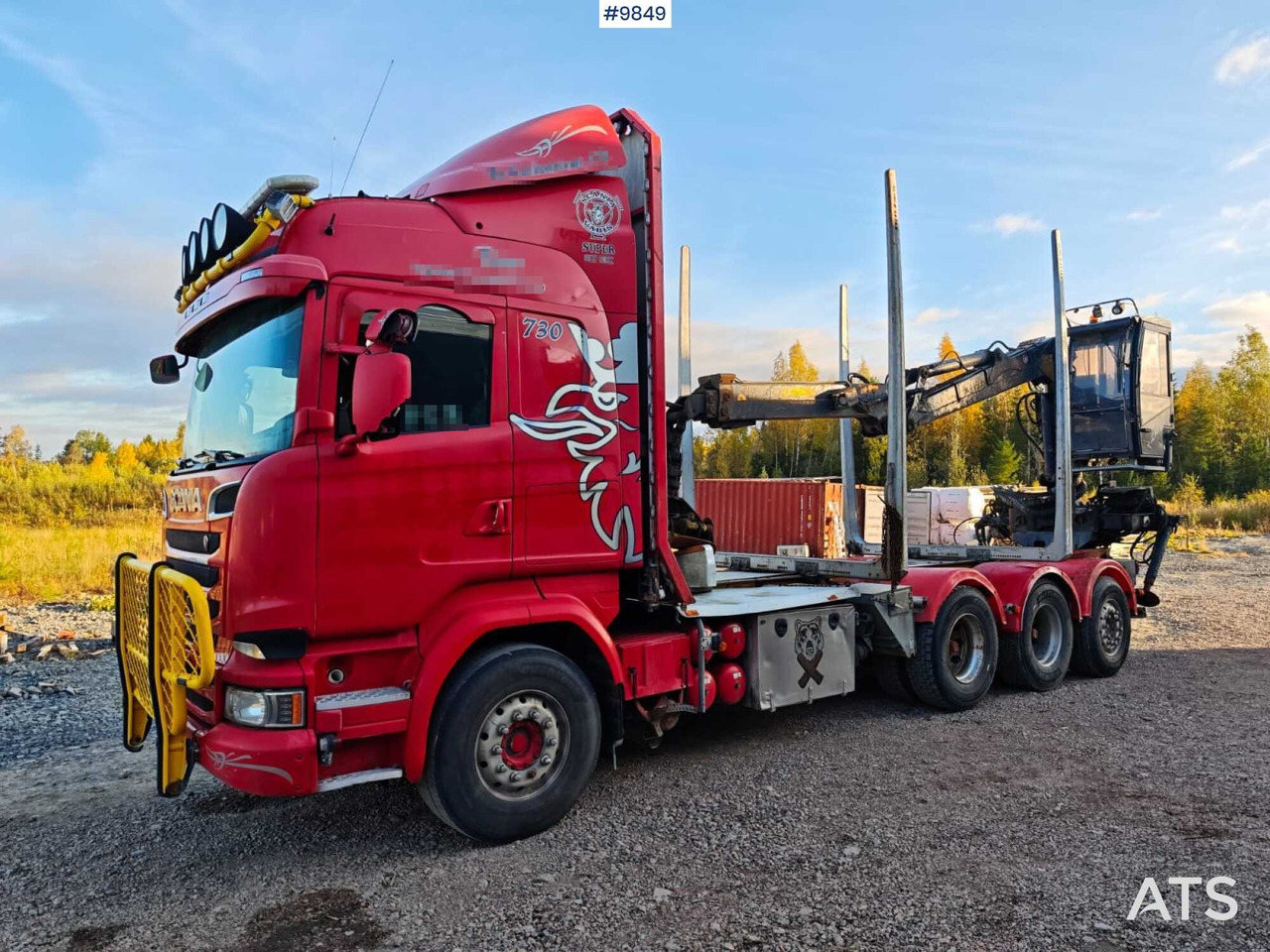 Scania R730 Tridem Timber Truck with Loglift F125S Crane (VIDEO) - Rönkszállító teherautó, Darus autó: 1 kép. Scania R730 Tridem Timber Truck with Loglift F125S Crane (VIDEO) - Rönkszállító teherautó, Darus autó: 1 kép.