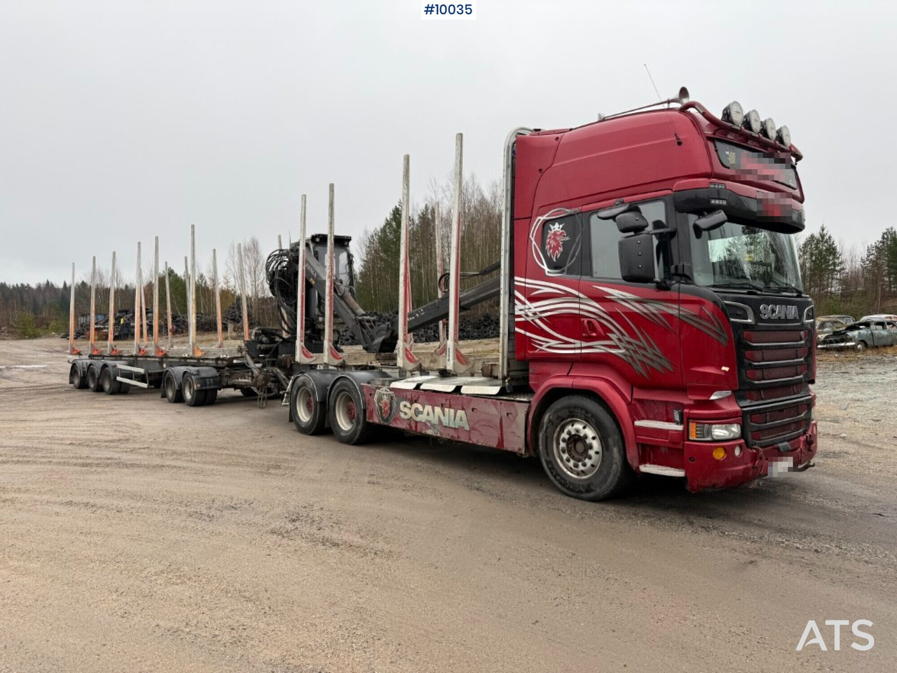 Scania R730 timber truck with crane and trailer (VIDEO) - Rönkszállító teherautó, Darus autó: 2 kép. Scania R730 timber truck with crane and trailer (VIDEO) - Rönkszállító teherautó, Darus autó: 2 kép.