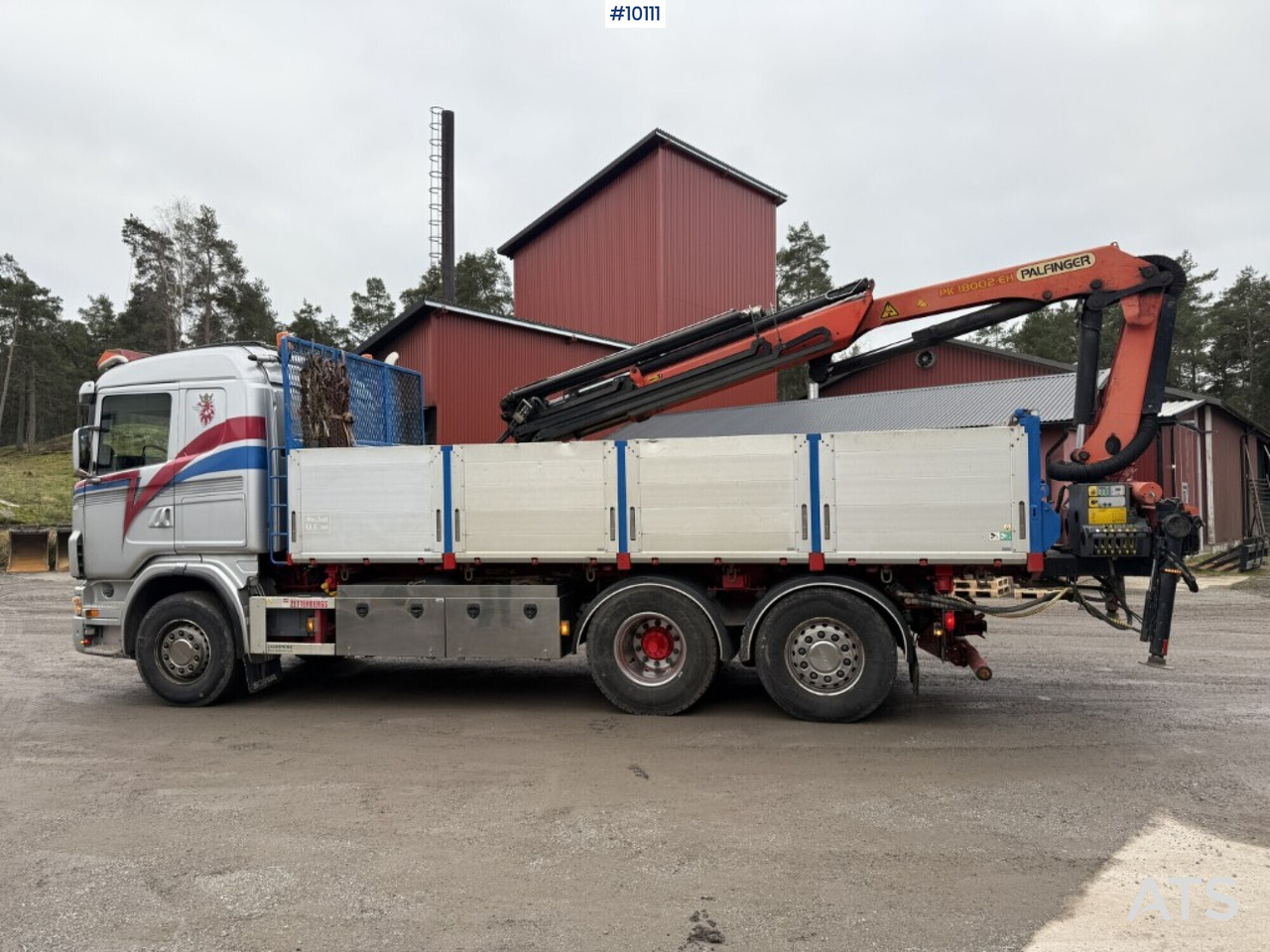 Tipper and crane truck Scania G400 with Palfinger PK 18002-EH rear-mounted crane - Platós teherautó, Darus autó: 2 kép. Tipper and crane truck Scania G400 with Palfinger PK 18002-EH rear-mounted crane - Platós teherautó, Darus autó: 2 kép.
