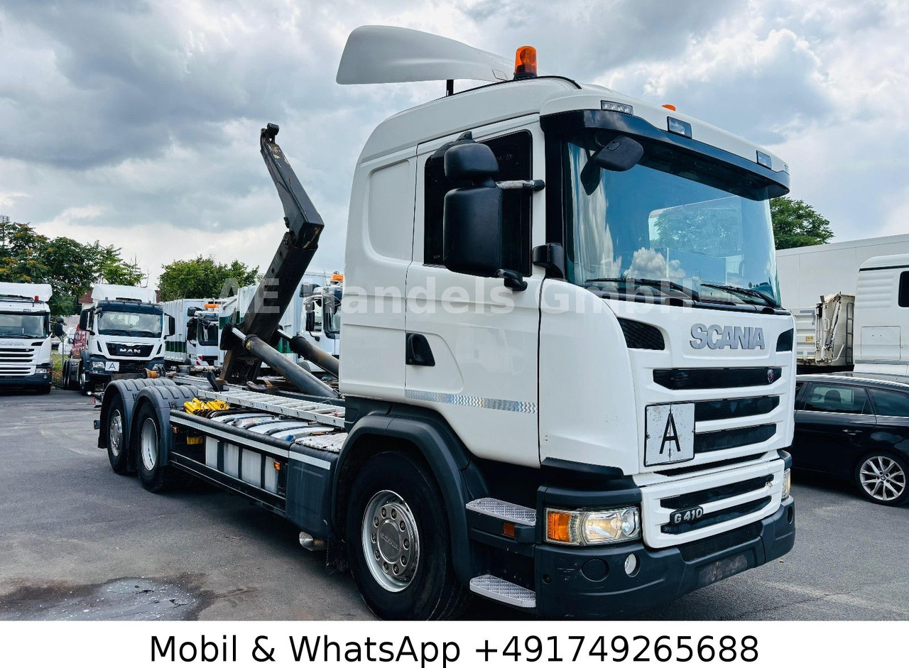 Scania G410 BL 6x2 *Retarder/MEILLER-RK.20.67/Lenk+Lift - Horgos rakodó teherautó: 1 kép. Scania G410 BL 6x2 *Retarder/MEILLER-RK.20.67/Lenk+Lift - Horgos rakodó teherautó: 1 kép.