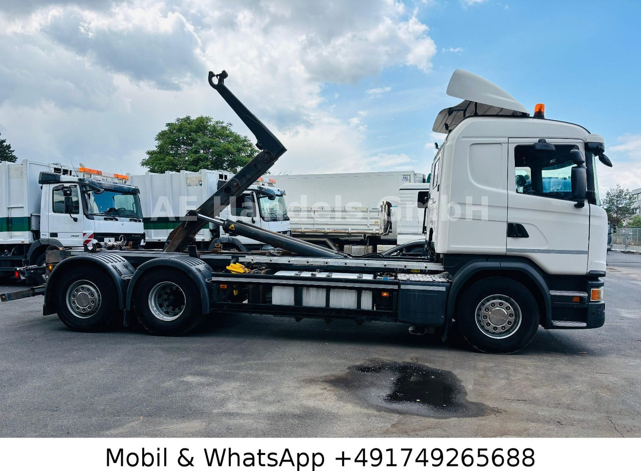 Scania G410 BL 6x2 *Retarder/MEILLER-RK.20.67/Lenk+Lift - Horgos rakodó teherautó: 2 kép. Scania G410 BL 6x2 *Retarder/MEILLER-RK.20.67/Lenk+Lift - Horgos rakodó teherautó: 2 kép.