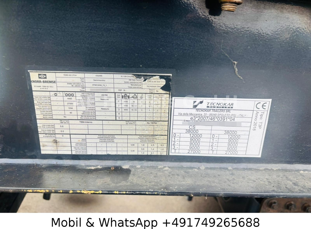 Tartályos félpótkocsi a következők szállításához tej Tecnokar / Grapar CG 2.01/S *31m³/3xKammer/Alcoa: 20 kép.