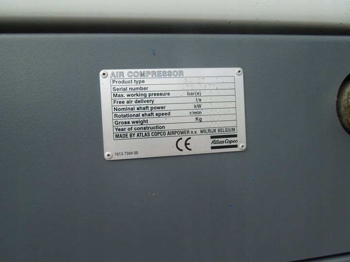 ATLAS COPCO GA37 - Légkompresszor: 4 kép. ATLAS COPCO GA37 - Légkompresszor: 4 kép.