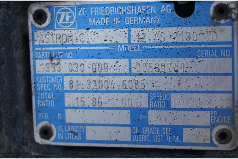 ZF 12AS2130DD TGX 81 32004-6085 - Sebességváltó - Teherautó: 5 kép. ZF 12AS2130DD TGX 81 32004-6085 - Sebességváltó - Teherautó: 5 kép.