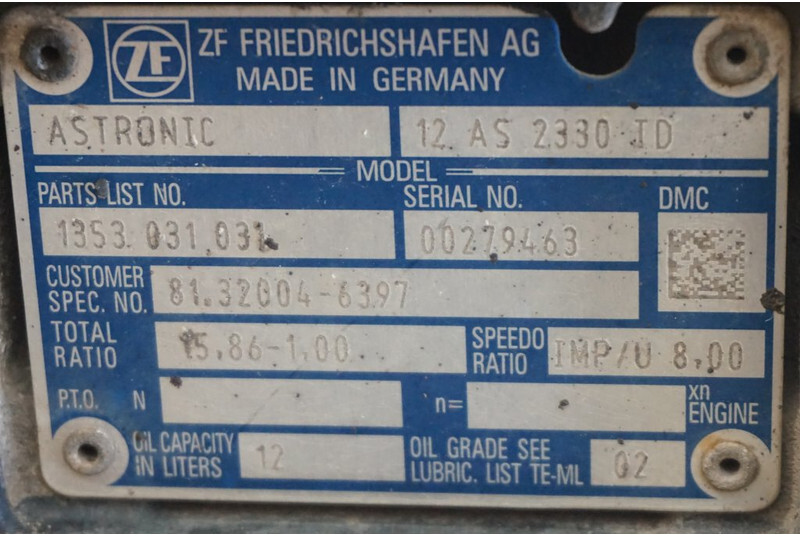 ZF 12AS2330DD TGX 81.32004-6297 - Sebességváltó - Teherautó: 5 kép. ZF 12AS2330DD TGX 81.32004-6297 - Sebességváltó - Teherautó: 5 kép.
